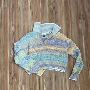 Multi color cropped collared sweater